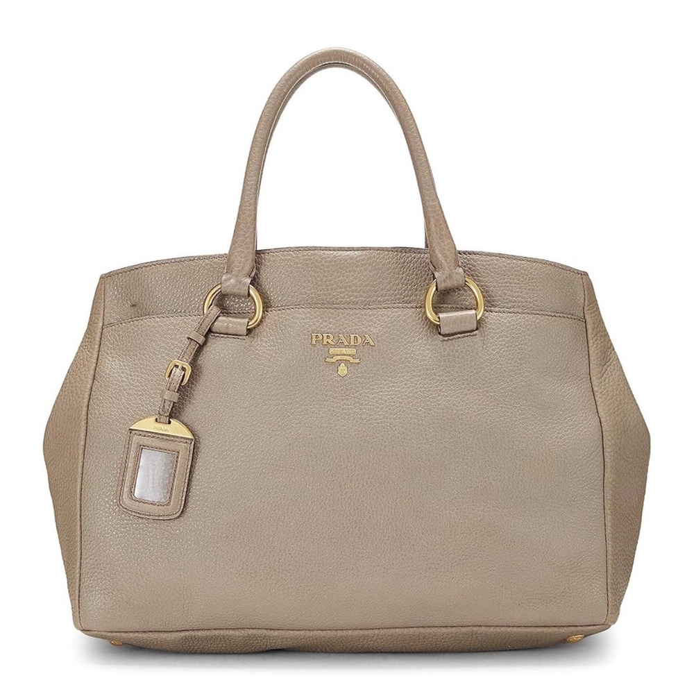 Prada Vitello Daino Beige Leather Tote Bag